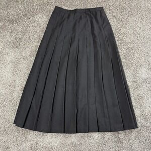 VTG Womens Pleated Skirt Small Black 60s Dark Academia Witchy Gothic Minimalist